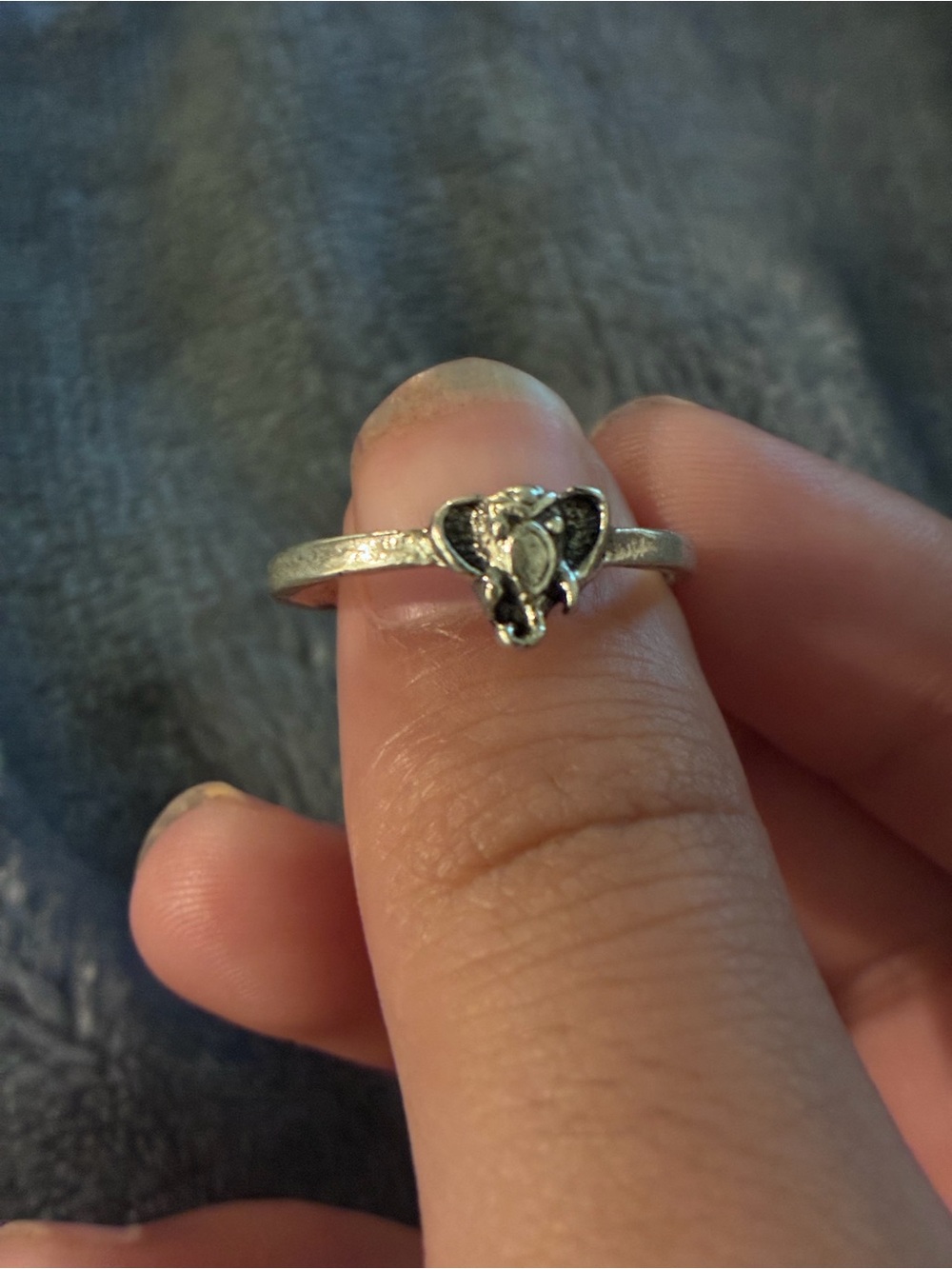 Antique VintageSilver Little Ganesha Elephant Head Ring, Animal Rings, Elephants